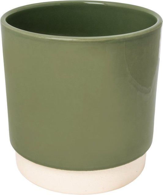 Groene geglazuurde keramieken bloempot