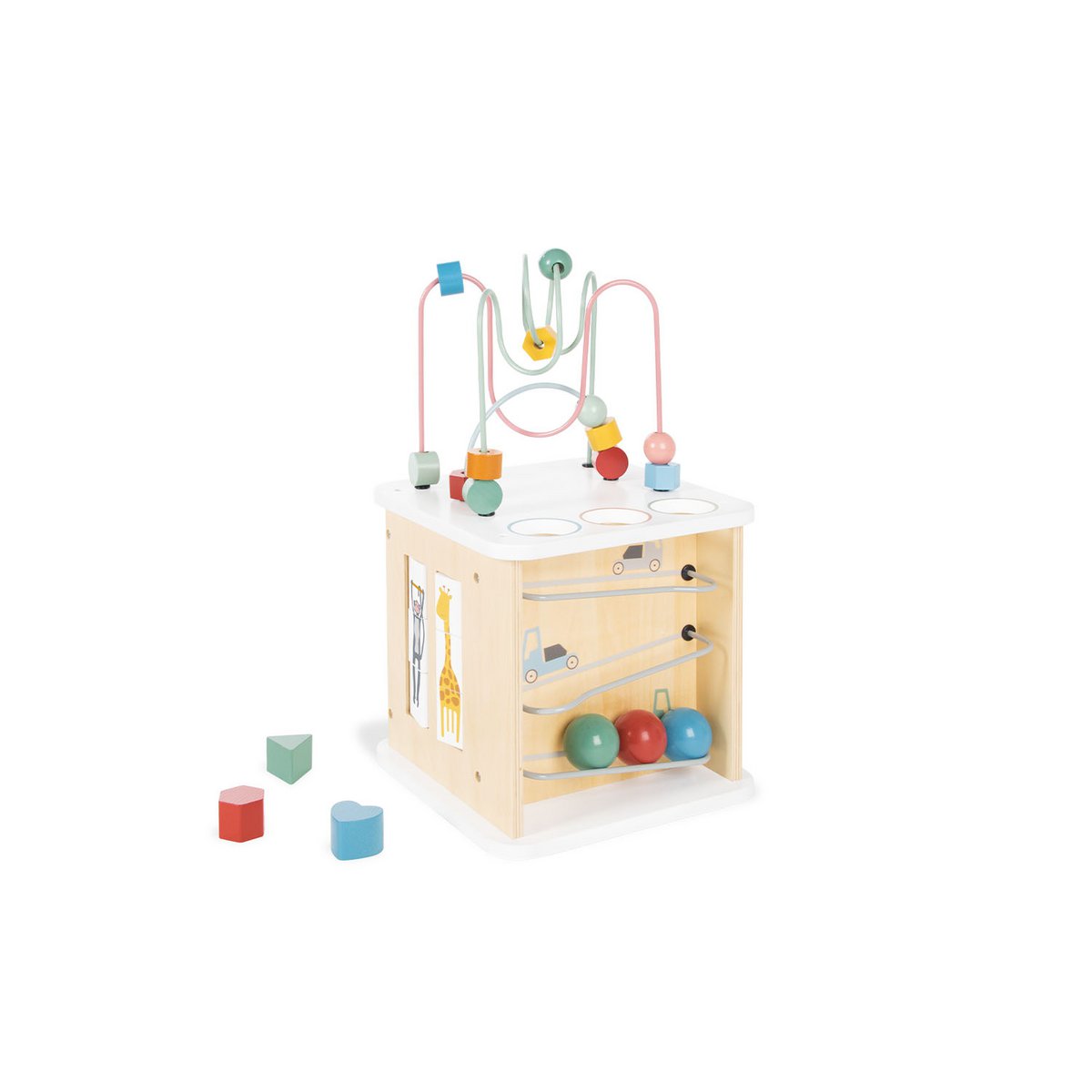 Houten activiteitenkubus Sanna