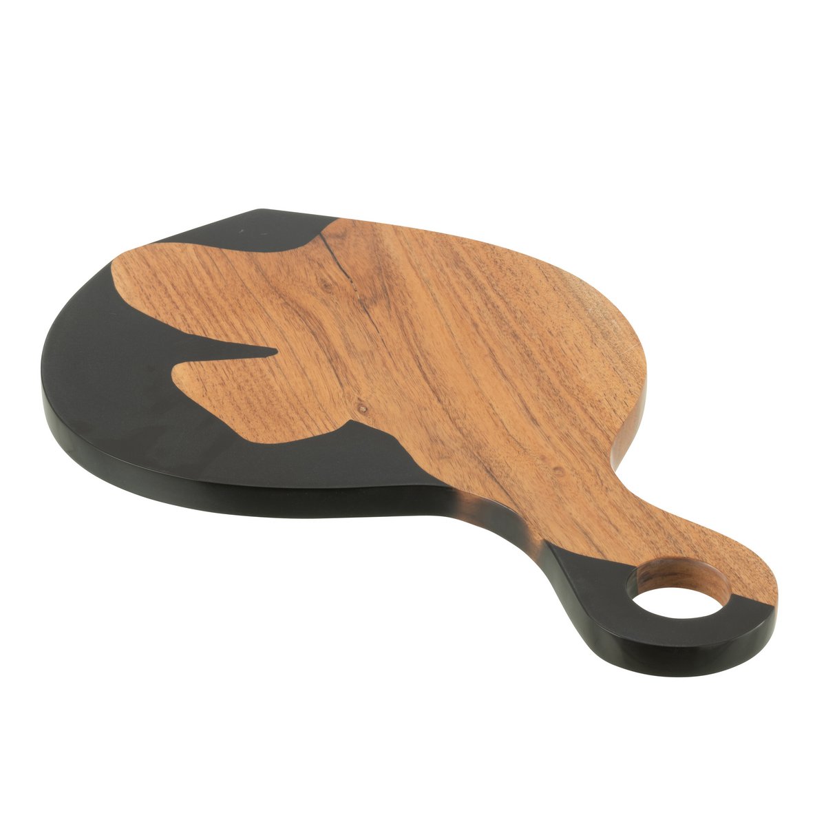 Houten borrelplank in naturel en zwart op wit achtergrond