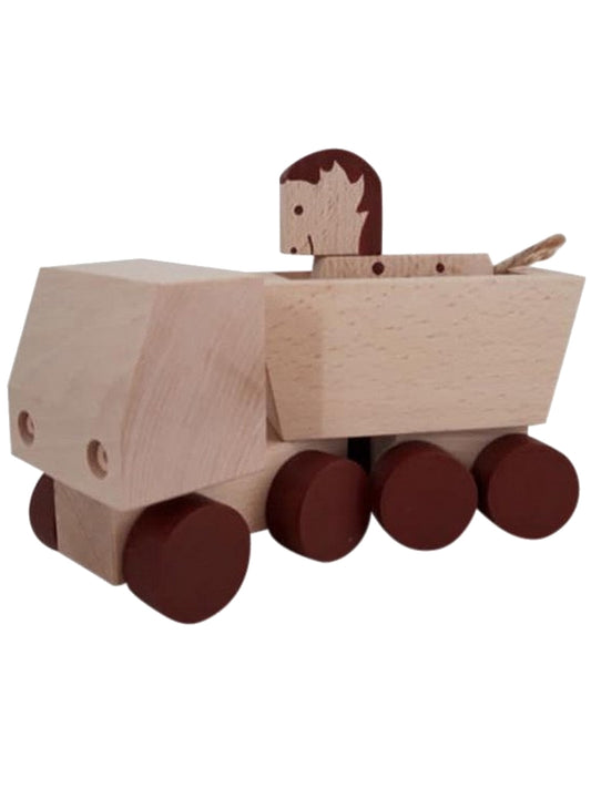 Bruine houten paardenvrachtwagen speelgoed