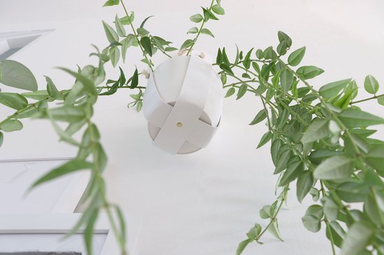 Onderzijde White Jungle plantenhanger met groene bladeren