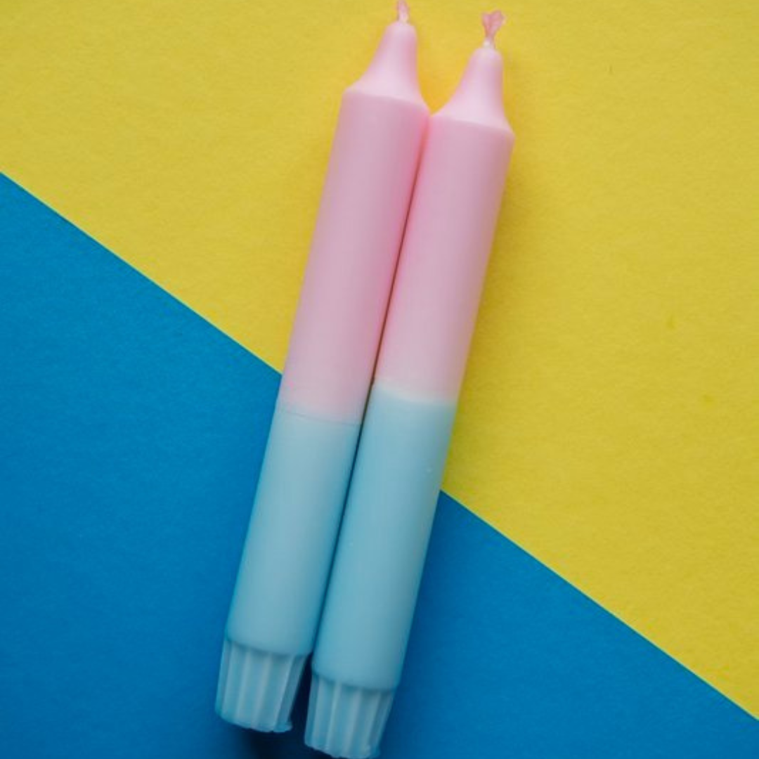 Duurzame kaarsen Dippy set van 4 | Dip dye kaarsen roze - paars - blauw