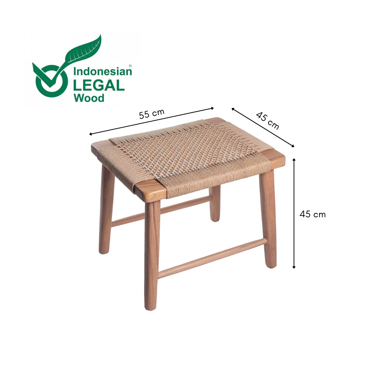 Productfoto houten kruk Sunda afmetingen