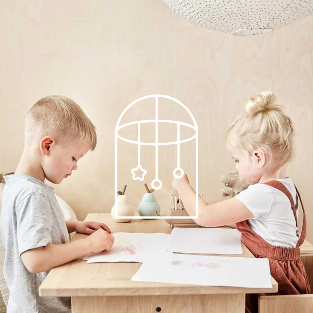 Kinder speelkamer setting uit de collectie baby’s en kids – meubels, speelgoed en accessoires voor kinderen.