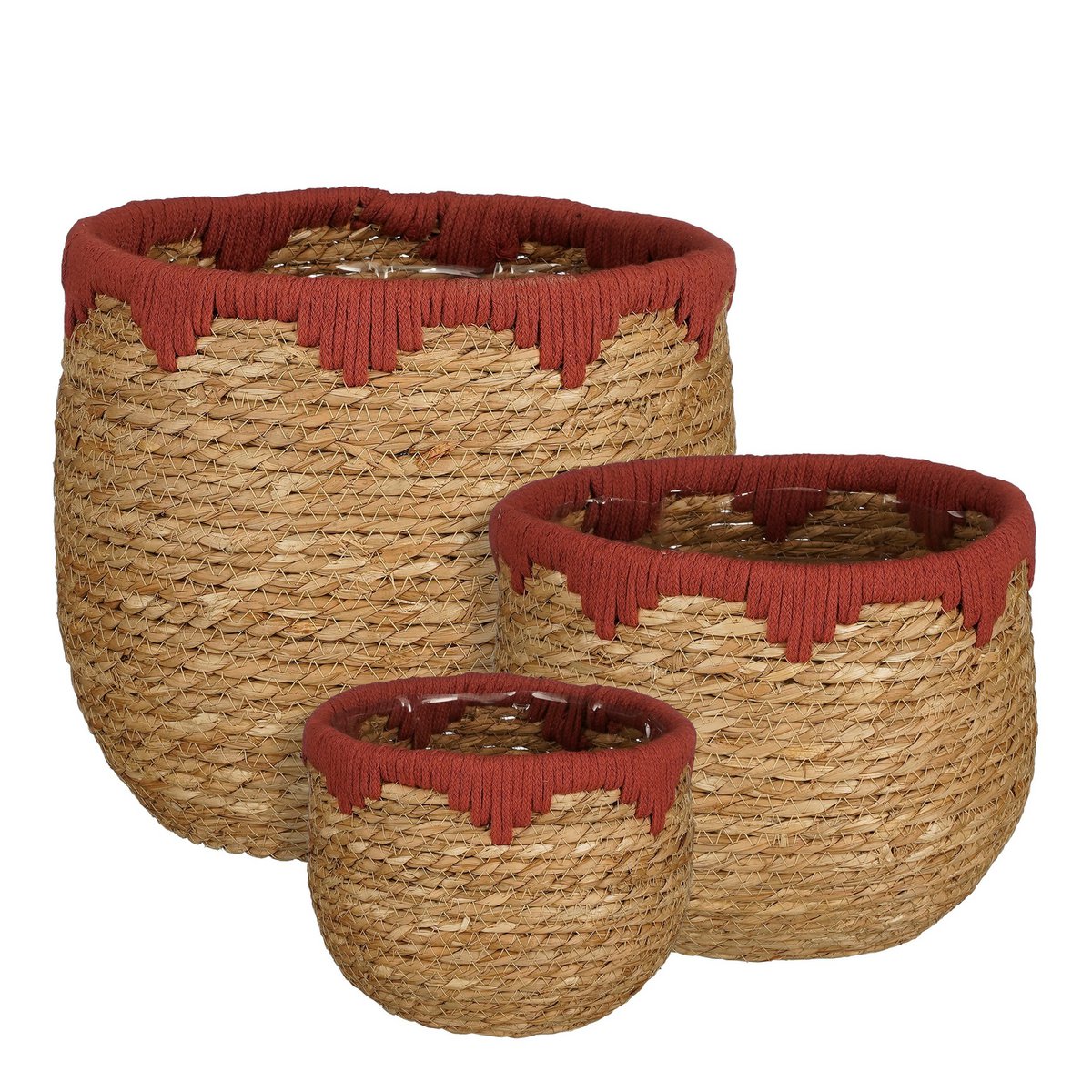 Ronde mand van zeegras met rode rand