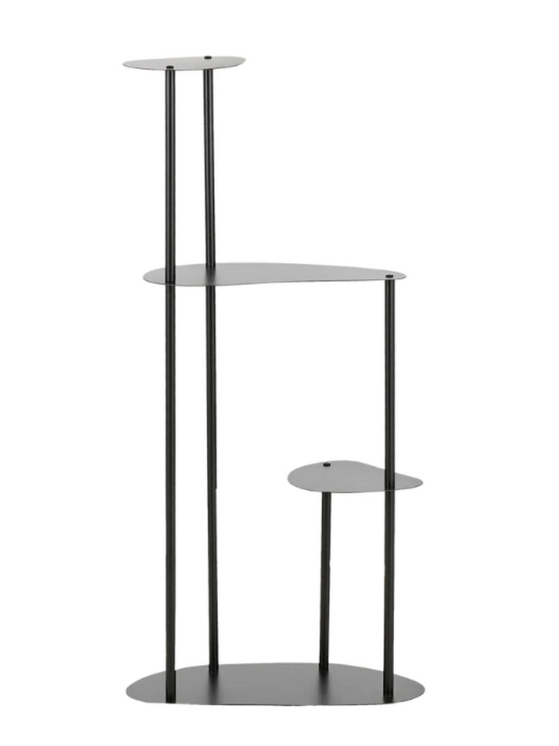 Strak, modern en toch speels – deze metalen plantentafel met organisch gevormde plateaus brengt hoogteverschil en dynamiek in je interieur. Perfect voor planten, vazen of decoratieve objecten.
