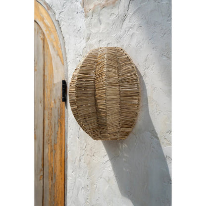 Raffia wandlamp beige 30x40 cm