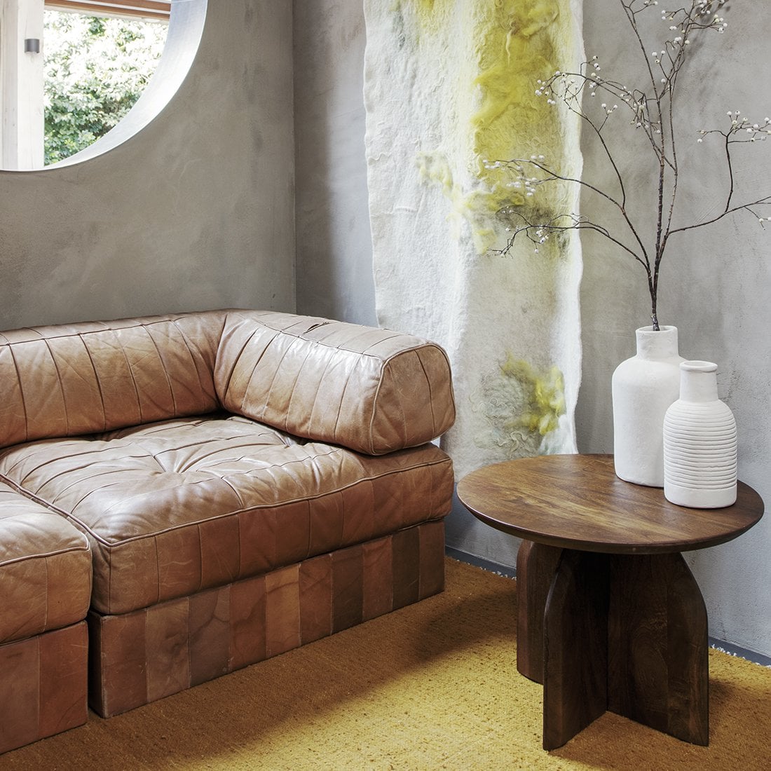 Bijzettafel hout rond naturel 55 cm Bullnose