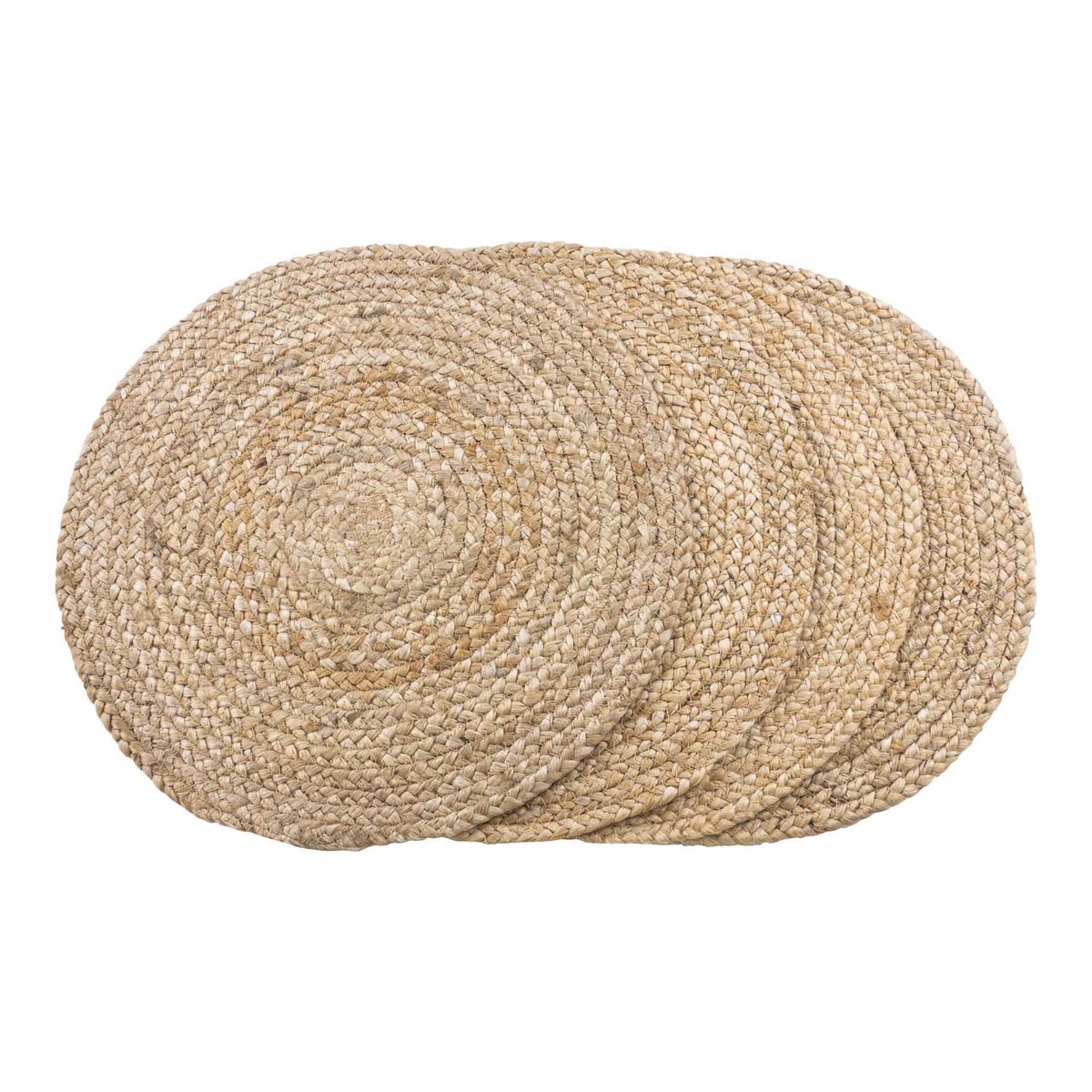 4 jute placemats rond naturel 38 cm set van 4 Bombay achter elkaar