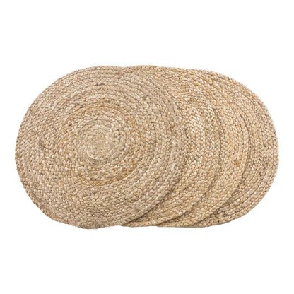 4 jute placemats rond naturel 38 cm set van 4 Bombay achter elkaar