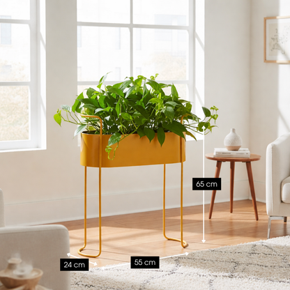 Plantenstandaard geel met pot Moritz