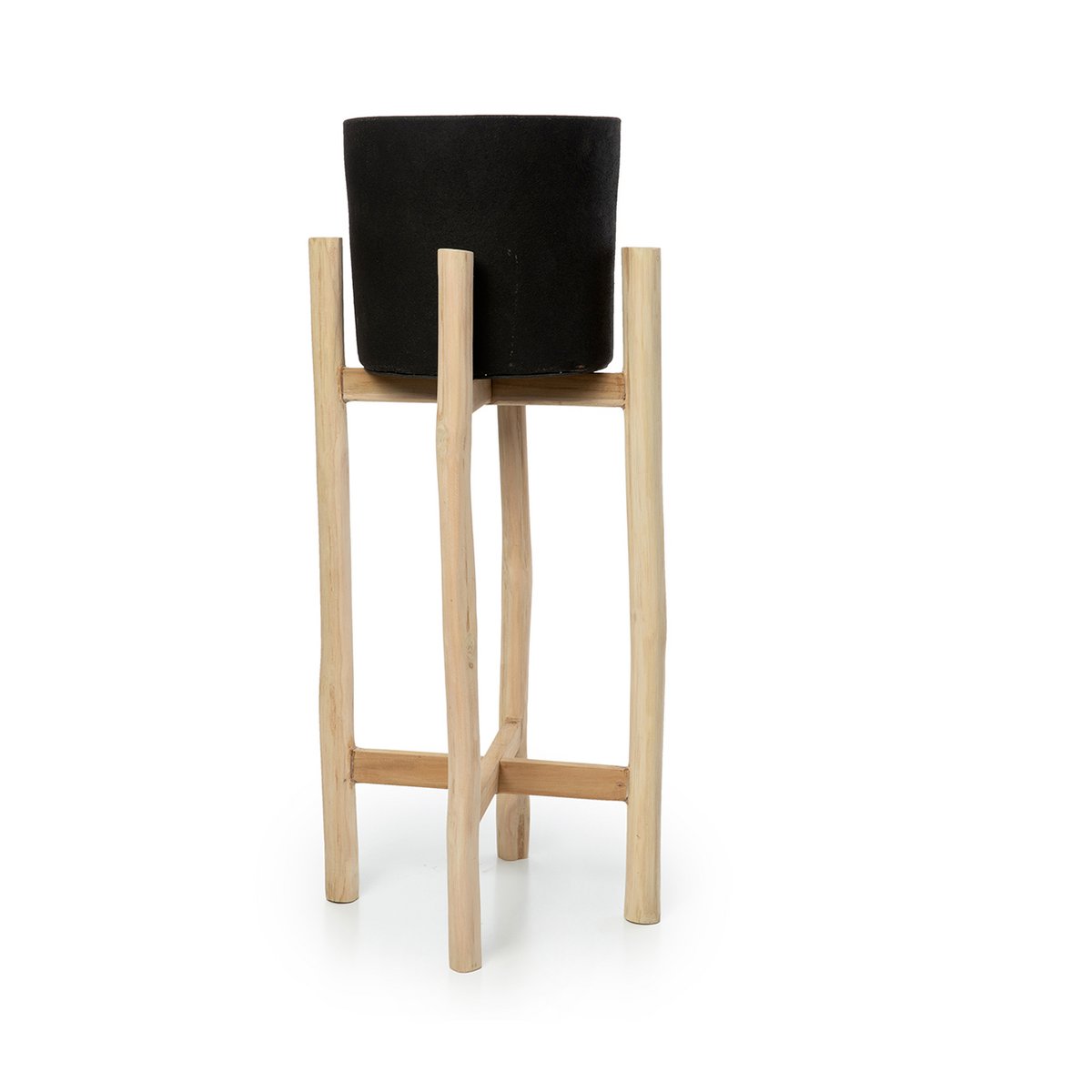 Plantenstandaard Teak Terracotta Zwart L - The charcoal High