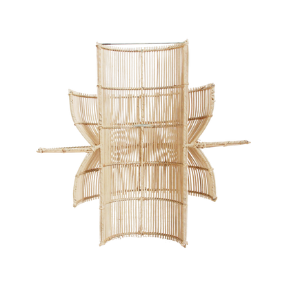 Achterkant van de rotan wandlamp naturel Saturn