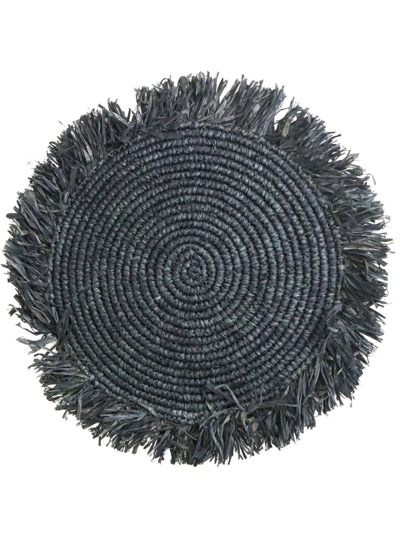 Raffia placemat zwart rond 35 cm Ambon