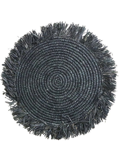 Raffia placemat zwart rond 35 cm Ambon