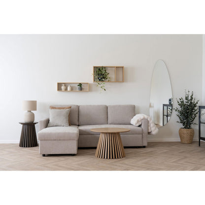 Bamboe wandplank naturel met twee vakken Ember gestyled in modern grijs interieur