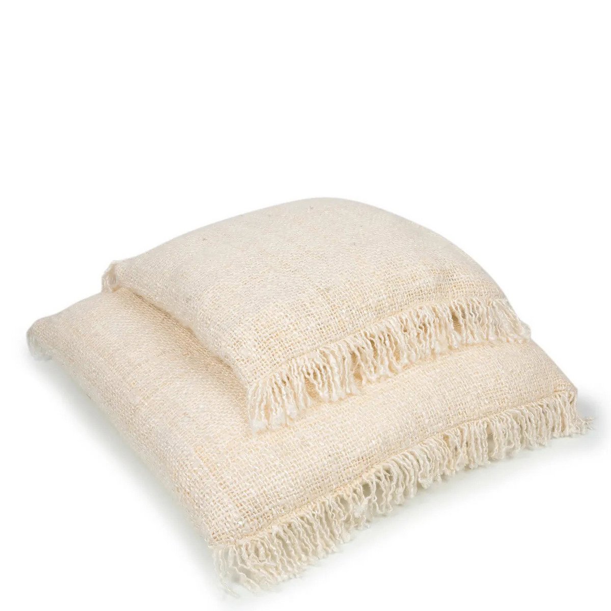 Naturel boho kussenhoes 40x40 in zachte gevulde vorm – zijaanzicht