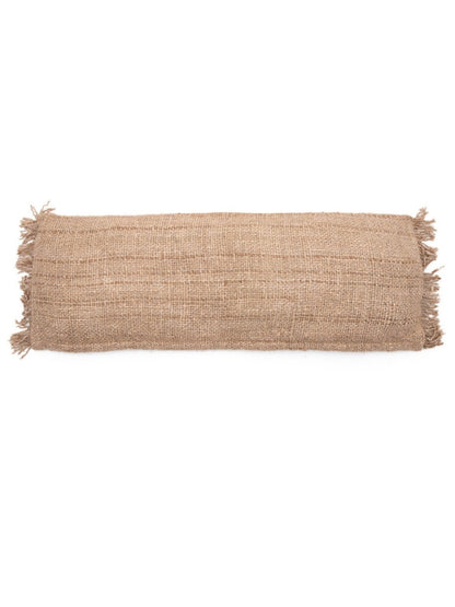 Beige katoenen kussenhoes 35x100 met franjes
