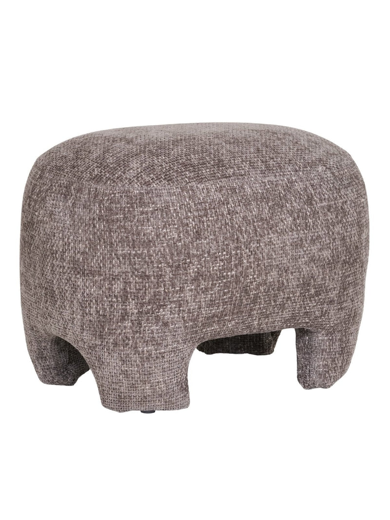 Beige Nazare poef met ronde sculpturale vorm op witte achtergrond