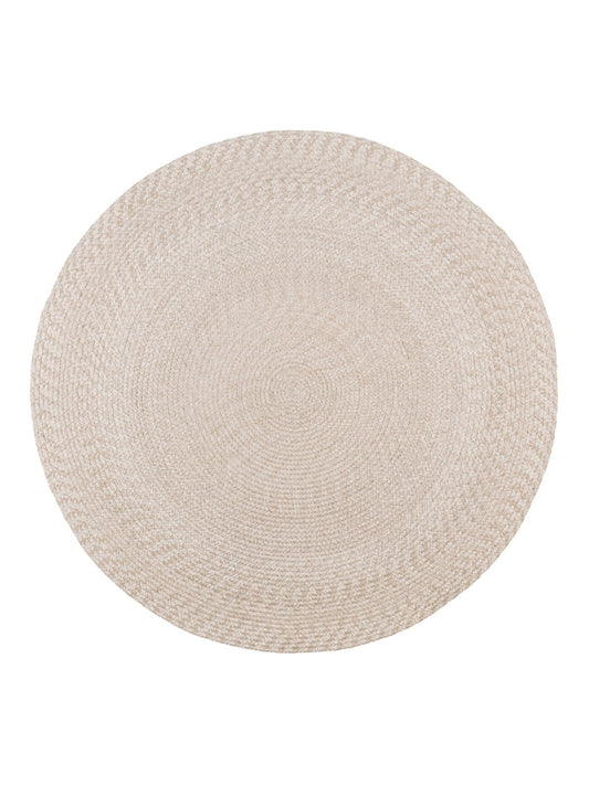 Gerecycled plastic beige vloerkleed Menorca op wit achtergrond