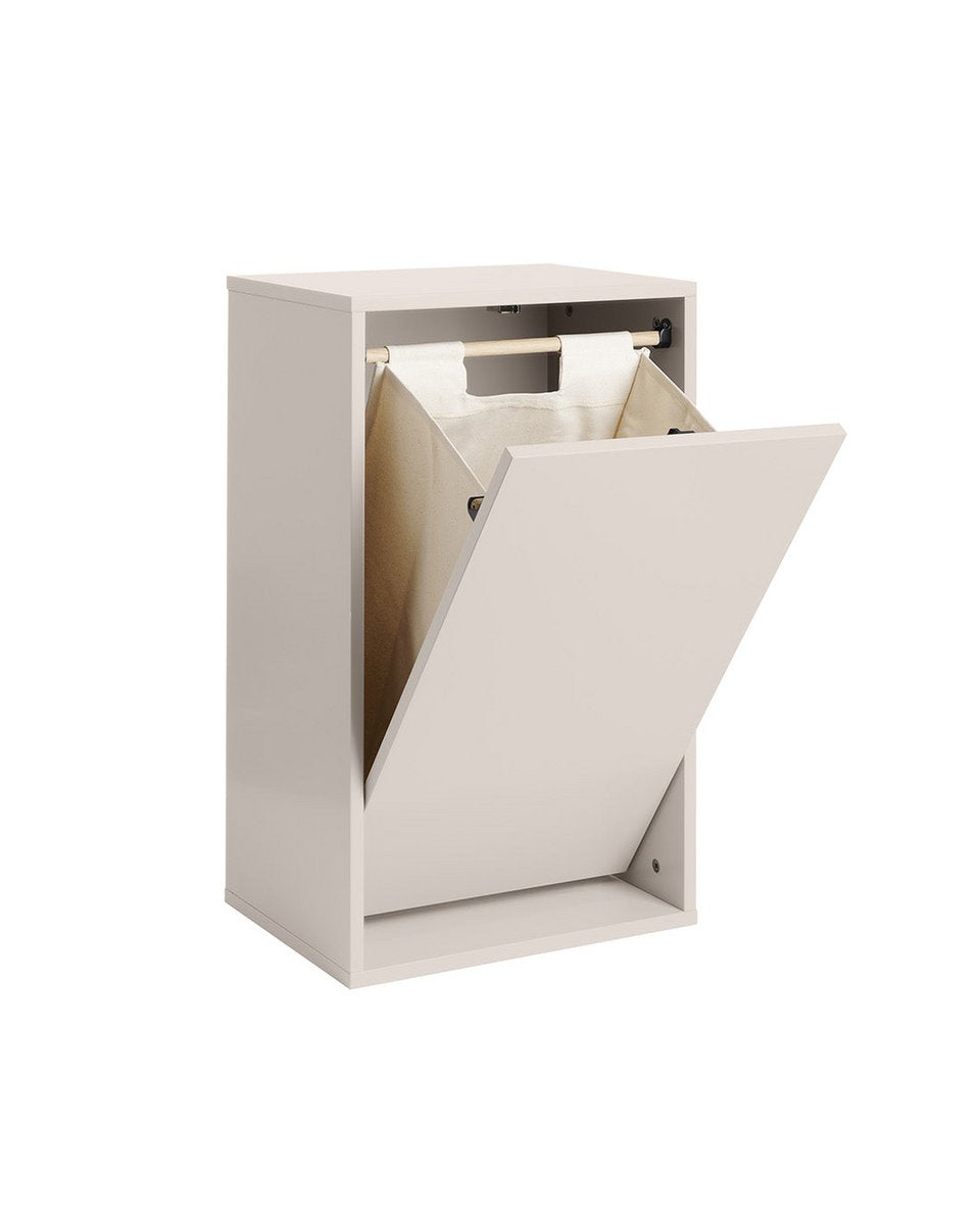 Wand-wasbox in linnenkleur met open klep