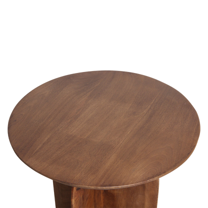 Bijzettafel hout rond naturel 50 cm Bullnose detail van het blad