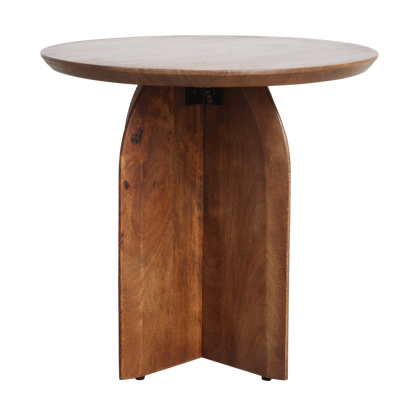 Bijzettafel hout rond naturel 50 cm Bullnose vanaf de zijkant