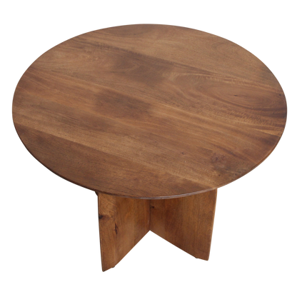 Bijzettafel hout rond naturel 55 cm Bullnose detail van het blad