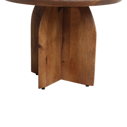 Bijzettafel hout rond naturel 55 cm Bullnose detail van het onderstel