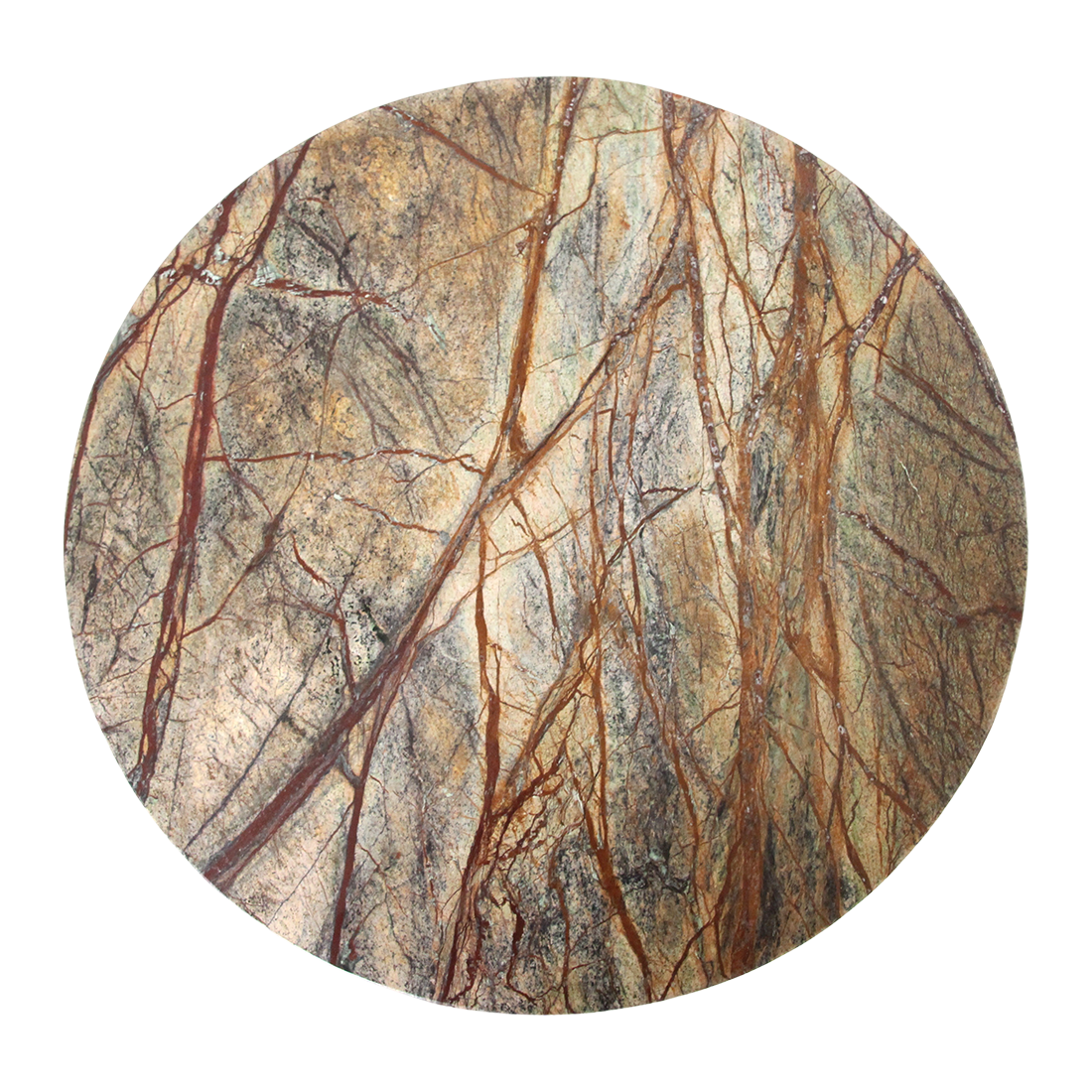 Bijzettafel marmer bruin hout rond Bizar van bovenaf, detail van het marmer