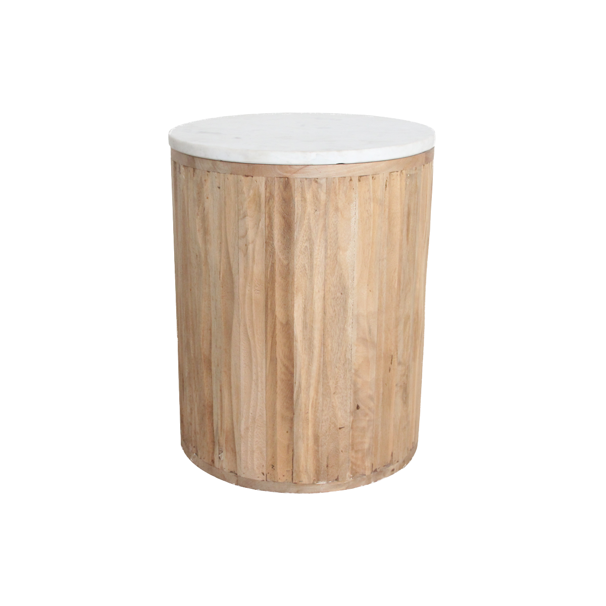 Bijzettafel marmer en hout wit rond Malakka