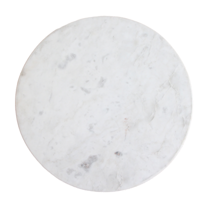 Bijzettafel marmer en hout wit rond Malakka van boven