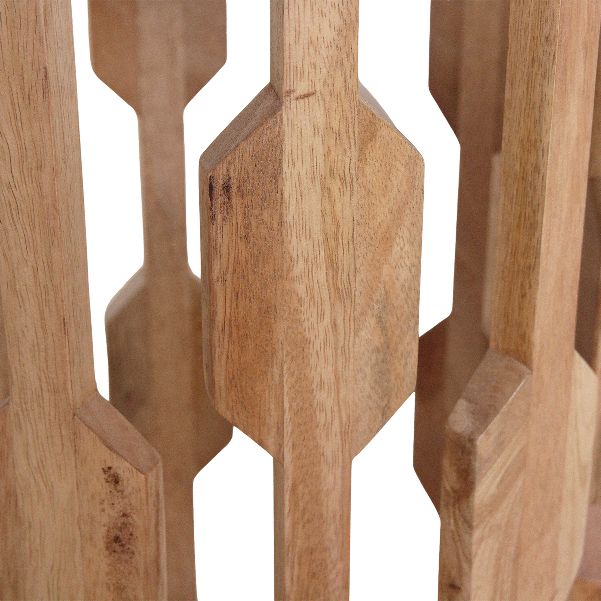 Bijzettafel marmer wit hout rond Atjeh, detail van het houten onderstel