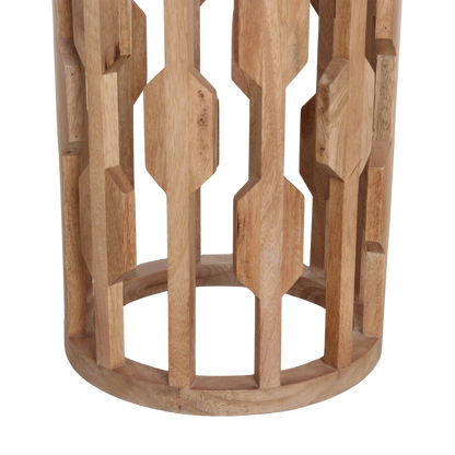 Bijzettafel marmer wit hout rond Atjeh detail van het onderstel
