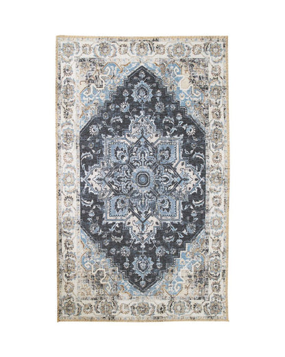Blauw polyester vloerkleed Havana 160 X 230 op wit achtergrond