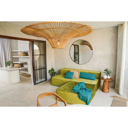 Blauwe katoenen kussenhoes Oh My Gee 35x100 in beachy sfeer in huis