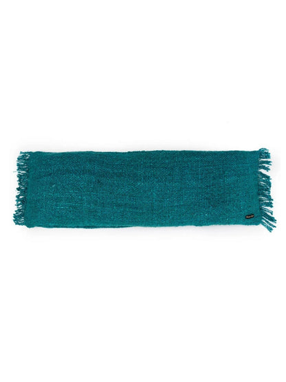 Blauwe katoenen kussenhoes Oh My Gee 35x100 vooraanzicht op wit achtergrond