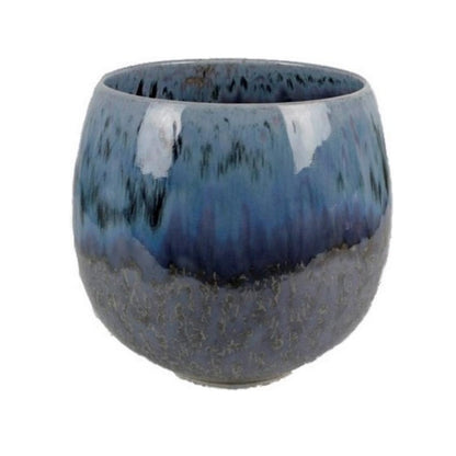 Bloempot blauw van geglazuurd keramiek 20 cm Heaven voorzijde wit achtergrond