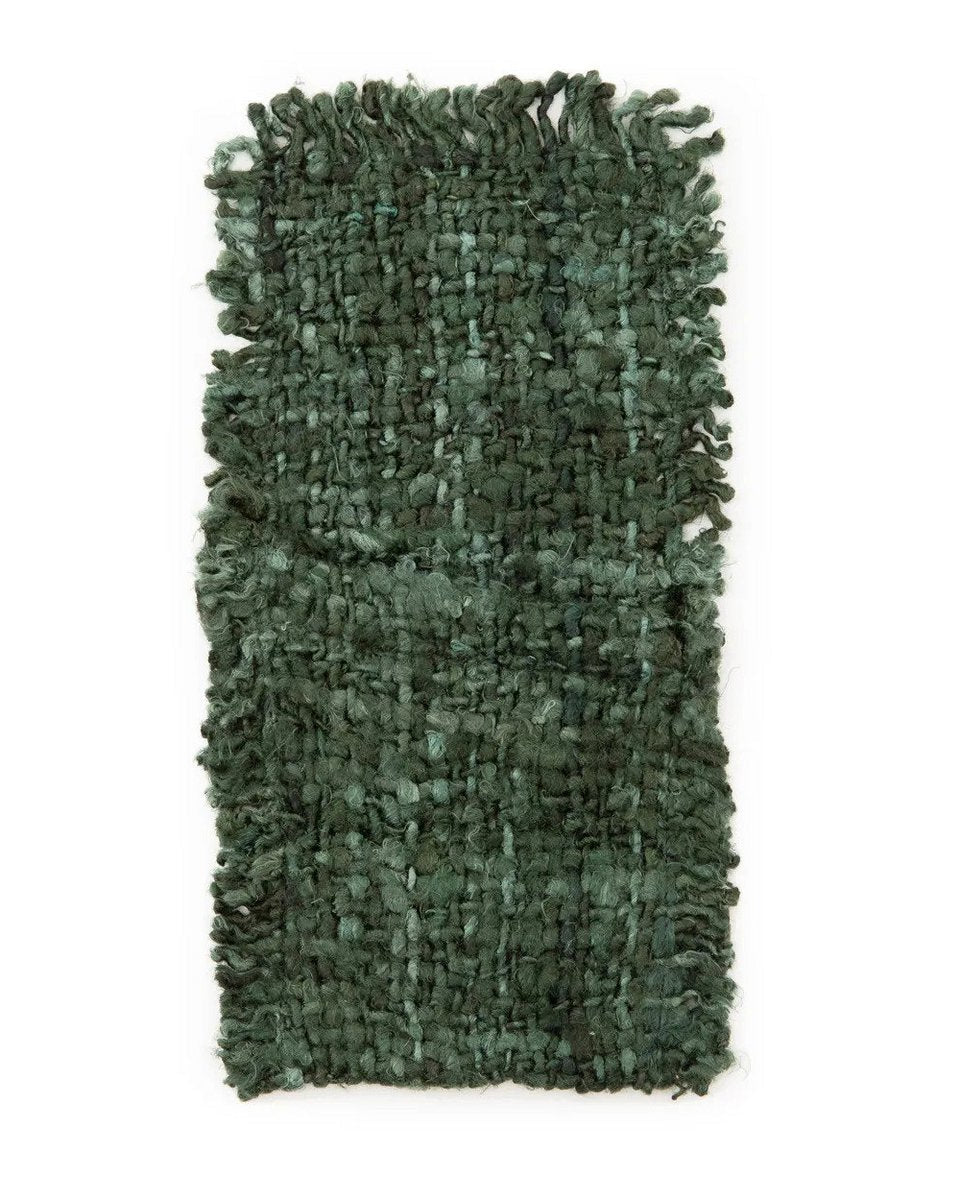 Bosgroene katoenen bestekhouder met handgeweven structuur