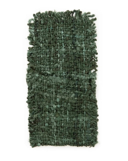 Bosgroene katoenen bestekhouder met handgeweven structuur