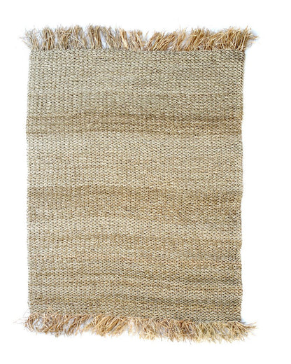 Bruin raffia tapijt 180 X 240 op wit achtergrond