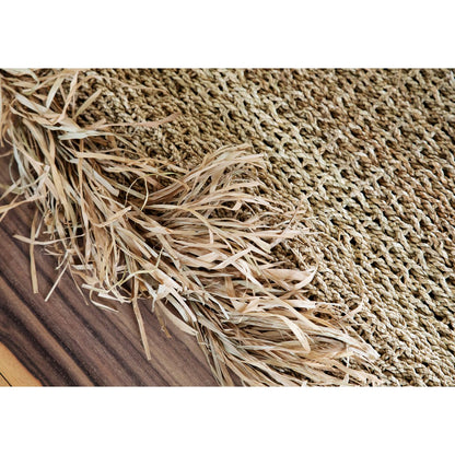 Bruin raffia tapijt 180 X 240 closeup detail