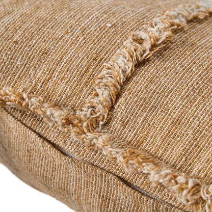 Bruine linnen kussenhoes Sahara Fringe 50 X 50 closeup detail