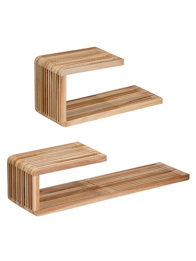 Houten wandplanken Josha set van 2 in natuurlijke houtkleur