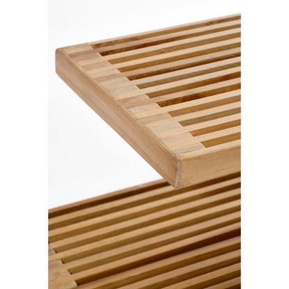 Detail van het open lattenontwerp van de Josha wandplank