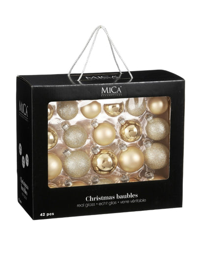 Champagne kerstballen set 42 stuks
