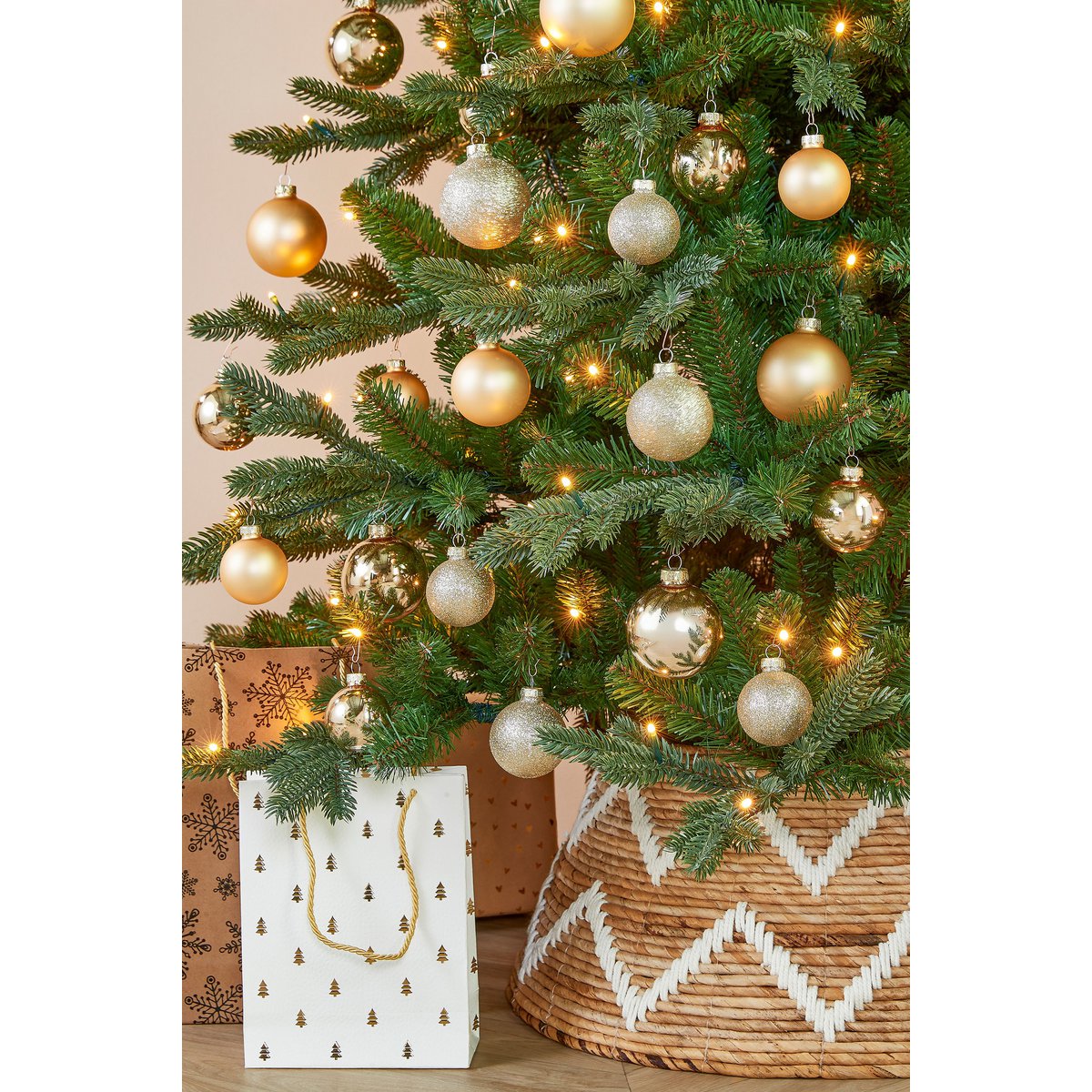 Champagne kerstballen set 42 stuks