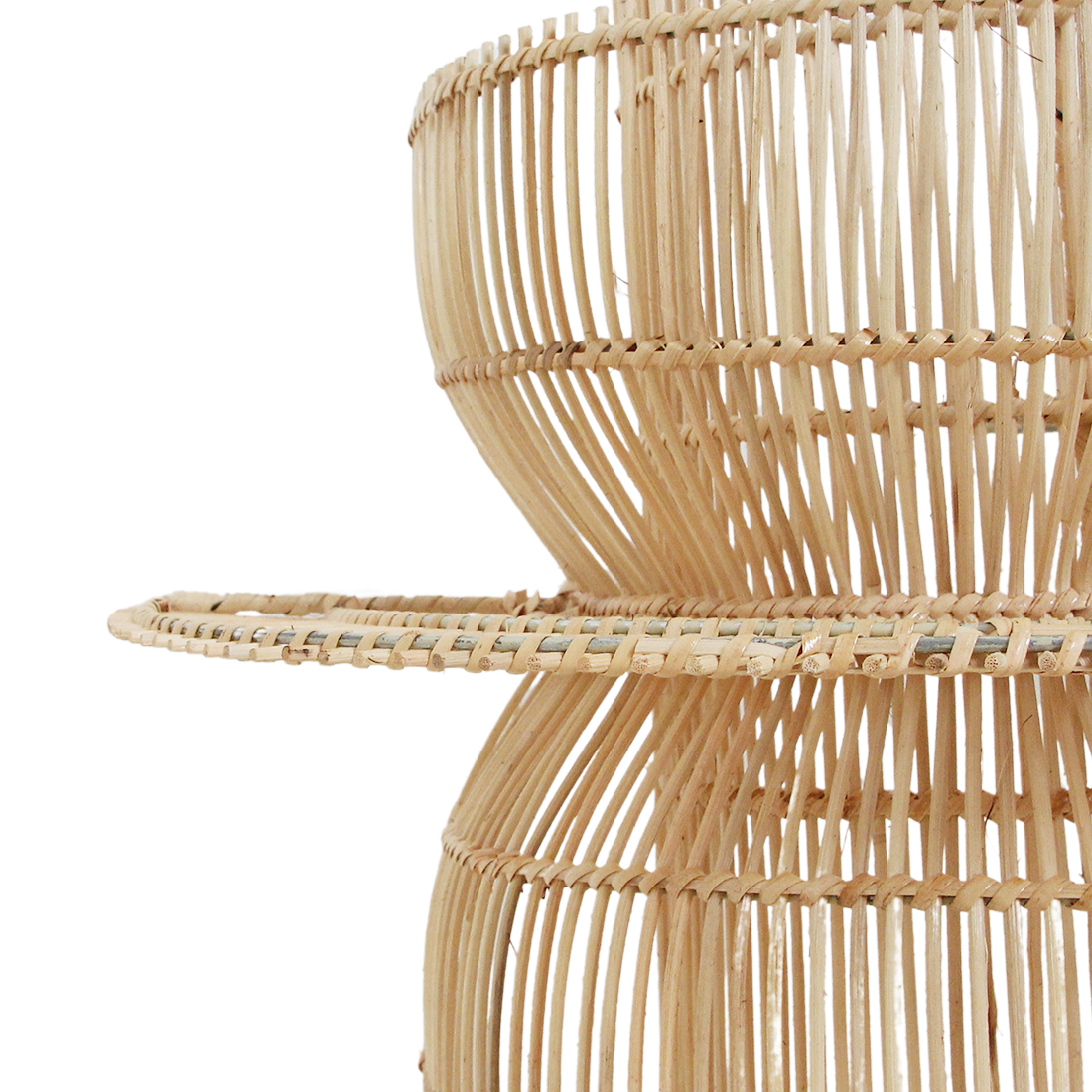 Detail van de rotan wandlamp naturel Saturn
