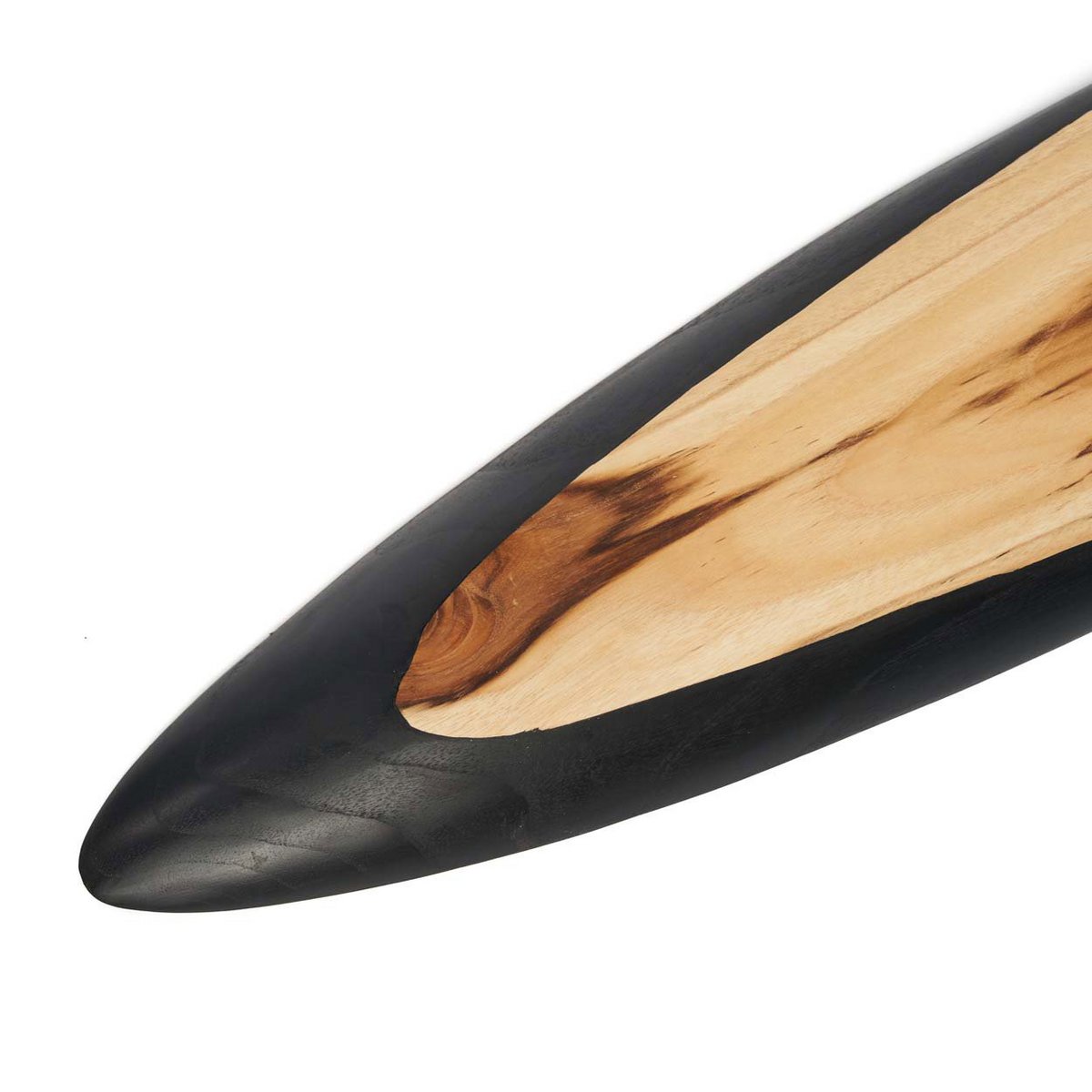 Detail van de teakhouten borrelplanken  groot ovaal naturel zwart Bondi 