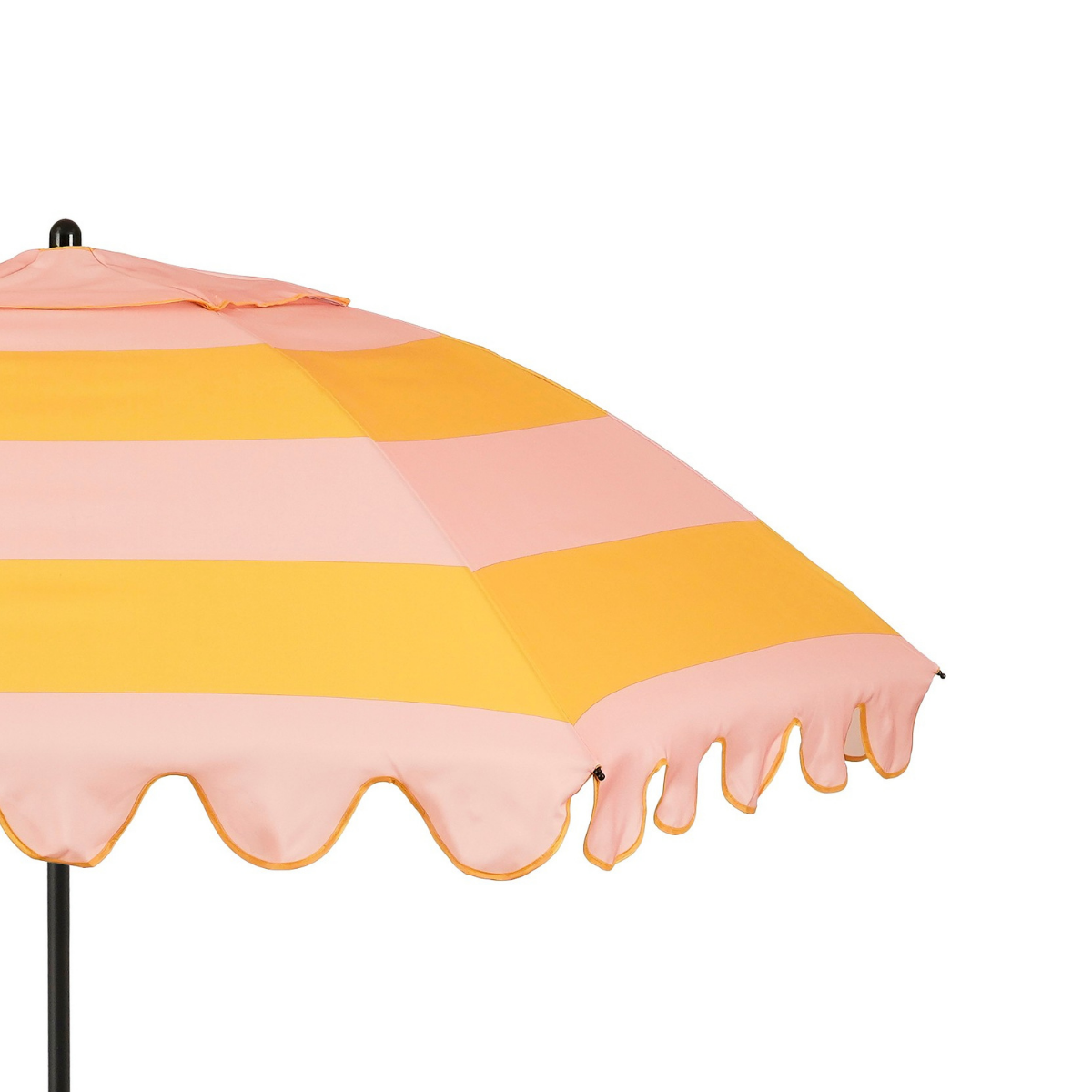 Detail van het doek van de parasol gestreept geel roze 238 cm 